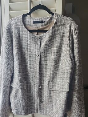 Cream Bouclé Collarless Blazer